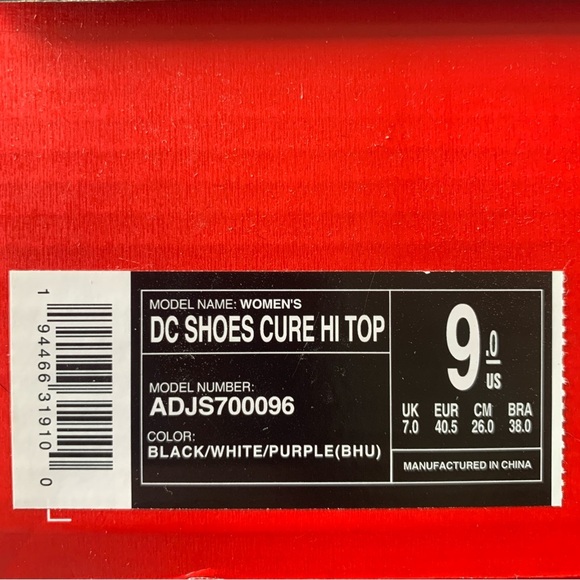 WOMEN'S DC CURE HIGH-TOP SHOES Size 9 - Picture 11 of 12